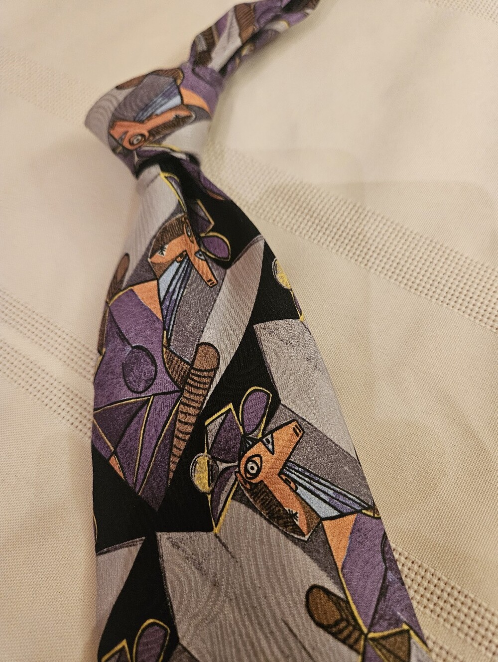 Men's Purple & Black Picasso Inspired Silk Tie